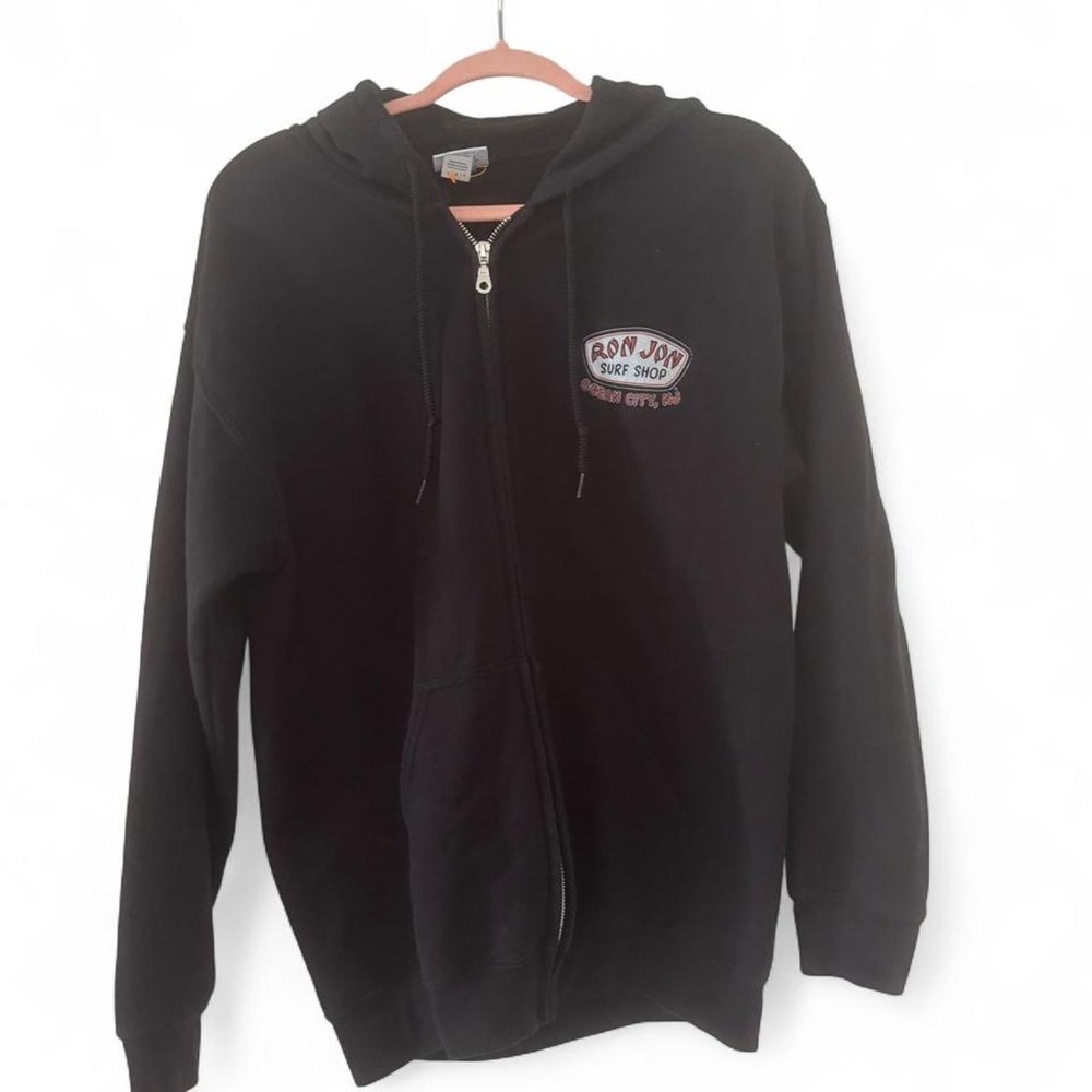 Ron Jon Surf Shop black full-zip hoodie Ocean City, NJ logo size M